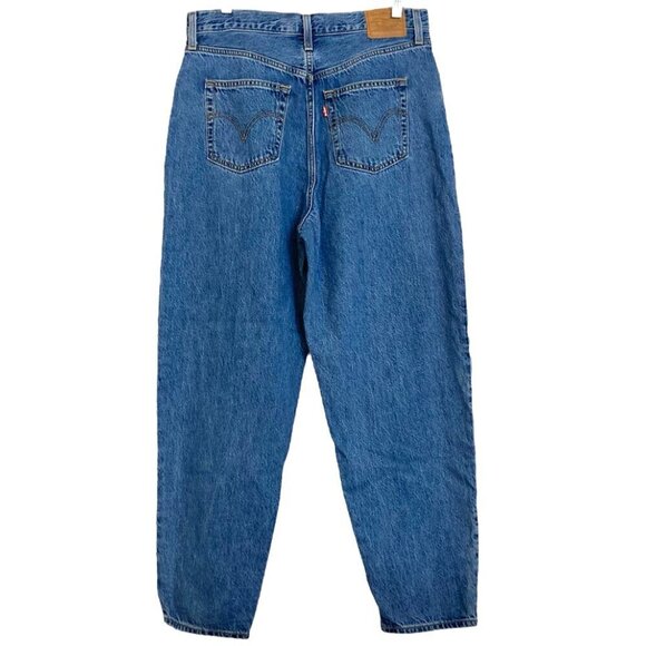 LEVI'S X FREE PEOPLE High Loose Tapered Jeans Hold My Purse Med Blue Wash - Picture 10 of 15